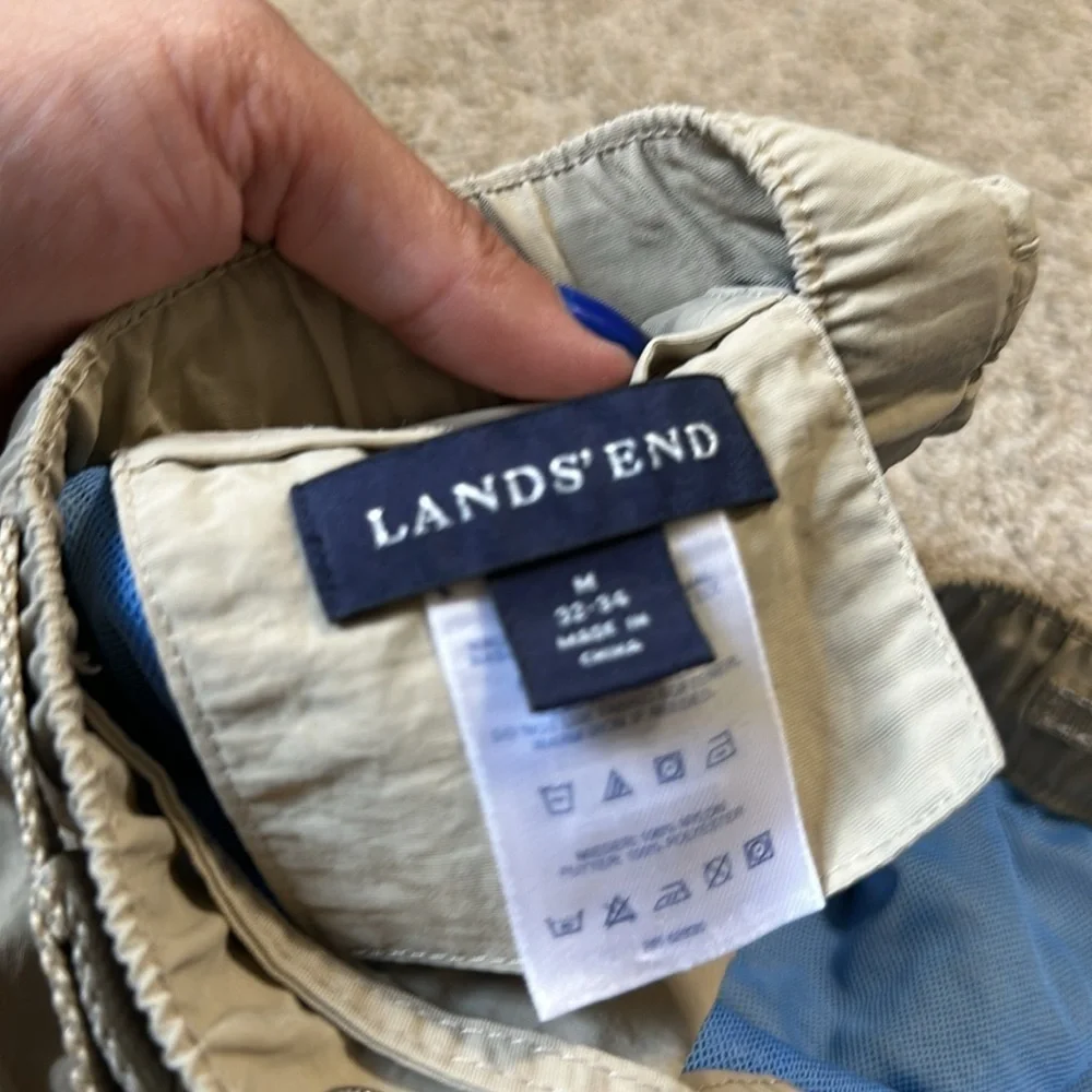 Lands End  Men’s Khaki Swim trunks Medium